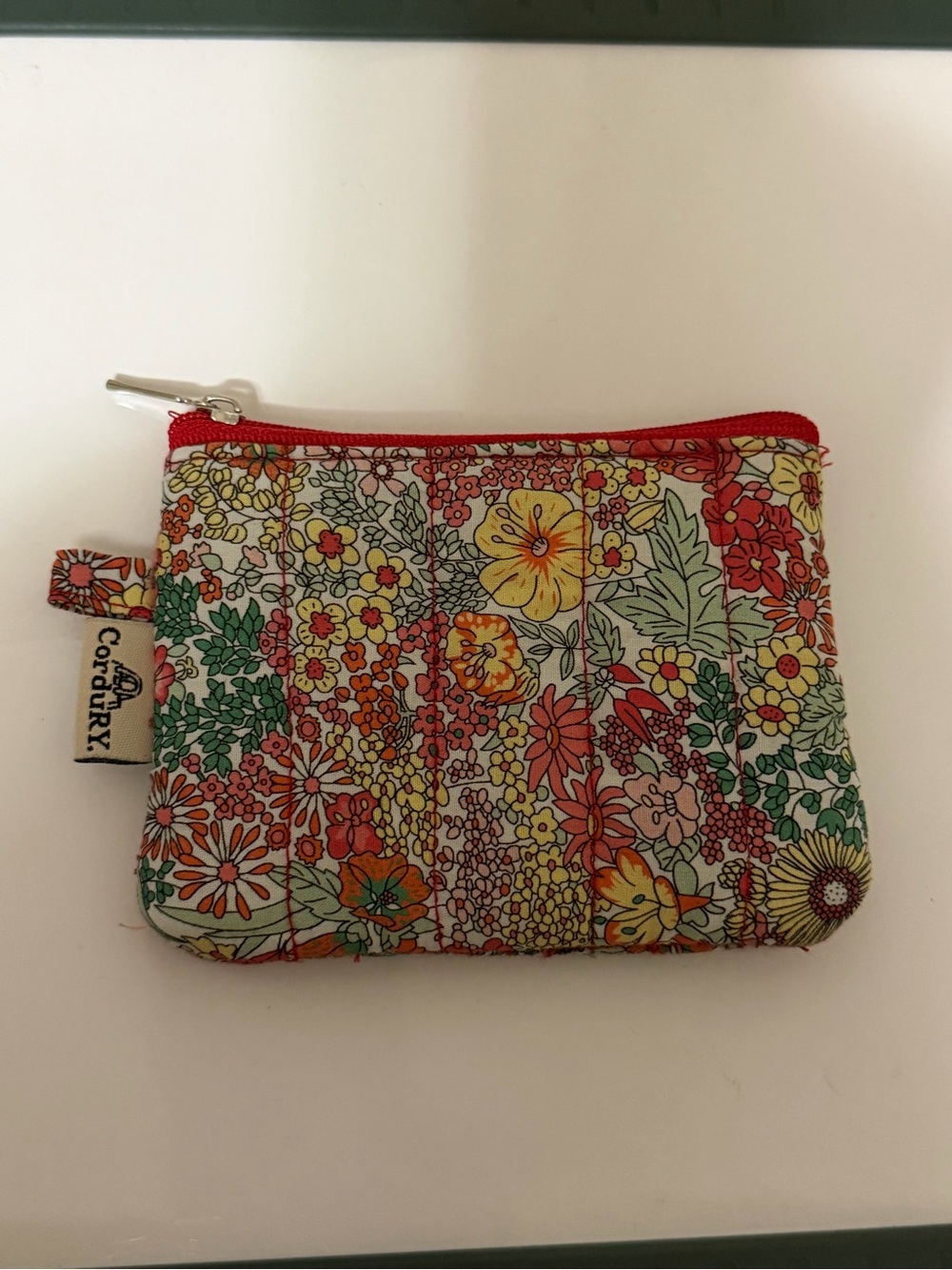 Red Floral Zip Pouch - Red Green Yellow Unique